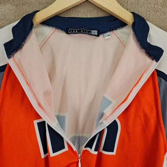 rnh bike Cycle 3/4 Zip Cycling Jersey Men's Size L Orange T-Shirt Short Sleeve - Picture 9 of 10